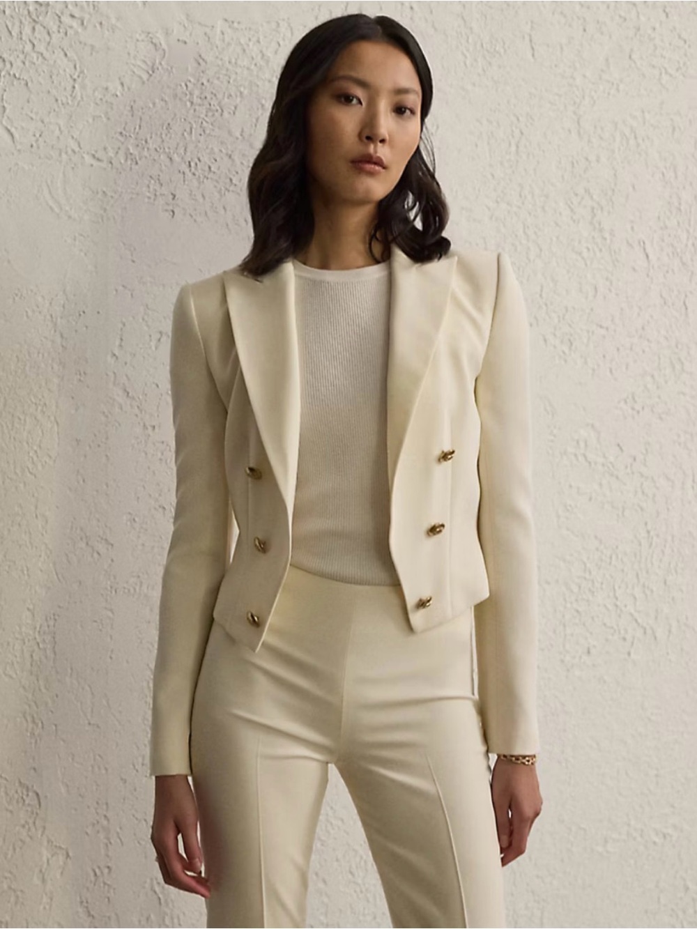 Ralph Lauren Collection Spencer Wool Crepe Tuxedo Jacket Cropped Blazer Silk 2